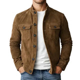 Men's Suede Jacket with Buttons