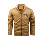 Men's Retro Leather Jacket with Fleece Lining