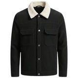 Men's Corduroy Jacket with Sherpa Collar – Black