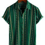 Keith Men's Retro Striped Short Sleeve Shirt – Green