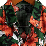 Glen Men's Short Sleeve Hawaiian Shirt with Flowers – Green