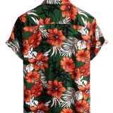 Glen Men's Short Sleeve Hawaiian Shirt with Flowers – Green
