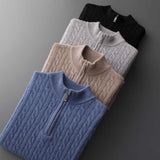 Glen Men's Velour Mock-Neck Zip Sweater
