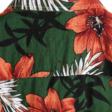 Glen Men's Short Sleeve Hawaiian Shirt with Flowers – Green