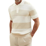 Men's Striped Ribbed Polo Shirt