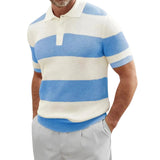 Men's Striped Ribbed Polo Shirt