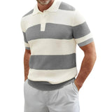 Men's Striped Ribbed Polo Shirt
