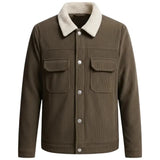 Men's Velour Jacket with Sherpa Collar – Coffee