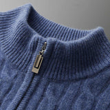 Glen Men's Velour Mock-Neck Zip Sweater
