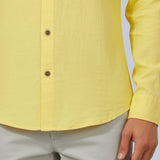 Glen Men's Linen Shirt – Light Yellow
