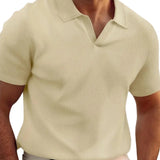 Men's Ribbed V-Neck Polo Shirt