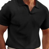 Men's Ribbed V-Neck Polo Shirt
