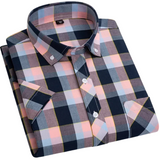 Men's Short Sleeve Check Cotton Shirt