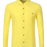 Glen Men's Linen Shirt – Light Yellow