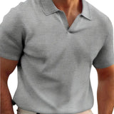 Men's Ribbed V-Neck Polo Shirt