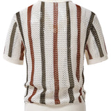 Men's Open-Knit V-Neck Polo Shirt