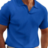 Men's Ribbed V-Neck Polo Shirt