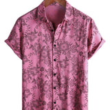 Douglas Men's Hawaiian Floral Short Sleeve Shirt – Pink