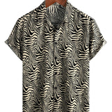 Donald Men's Retro Tiger Print Short Sleeve Shirt – Black