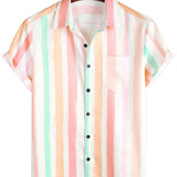 Men's Pink and White Striped Shirt