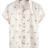 Duncan Men's Flamingo Short Sleeve Shirt – White