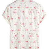 Duncan Men's Flamingo Short Sleeve Shirt – White