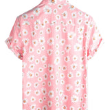 Men's Pink Hawaiian Shirt with Daisies