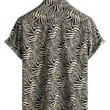 Donald Men's Retro Tiger Print Short Sleeve Shirt – Black