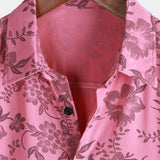 Douglas Men's Hawaiian Floral Short Sleeve Shirt – Pink