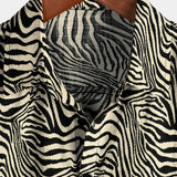 Donald Men's Retro Tiger Print Short Sleeve Shirt – Black