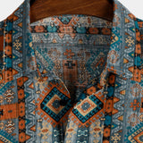 Brown Men's Shirt with Aztec Pattern