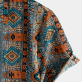 Brown Men's Shirt with Aztec Pattern