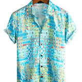 Blue Men's Boho Hawaiian Shirt