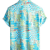 Blue Men's Boho Hawaiian Shirt