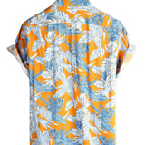 Murray Men's Short Sleeve Shirt with Plant Print – Orange