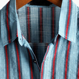 Men's Blue Short Sleeve Cotton Shirt