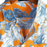 Murray Men's Short Sleeve Shirt with Plant Print – Orange