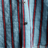 Men's Blue Short Sleeve Cotton Shirt