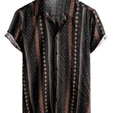 Gerald Retro Men's Short Sleeve Shirt with Stripes – Black