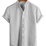 Men's Short Sleeve Mandarin Collar Shirt