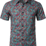 Men's Vintage Paisley Button-Up Shirt – Green