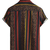 Navy Men's Striped Shirt with Lion Motif