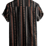 Gerald Retro Men's Short Sleeve Shirt with Stripes – Black