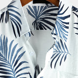 Walter Men's Short Sleeve Hawaiian Shirt with Chest Pocket – White