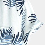 Walter Men's Short Sleeve Hawaiian Shirt with Chest Pocket – White