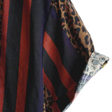 Navy Men's Striped Shirt with Lion Motif