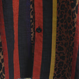 Navy Men's Striped Shirt with Lion Motif