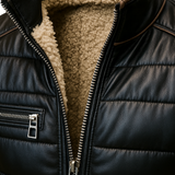 Men's Quilted Winter Jacket with Sherpa – Black