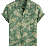 Men's Green Retro Hawaiian Shirt with Chest Pocket