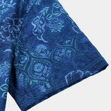 Men's Blue Hawaiian Shirt with Large Flowers